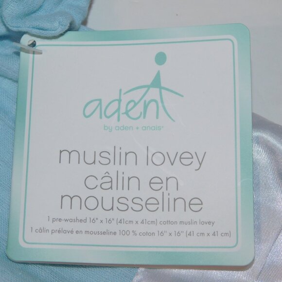 Aden + Anais Musy Mate Muslin Lovey Security Blanket Solid Winter Sky Bunny NWT - Picture 3 of 6